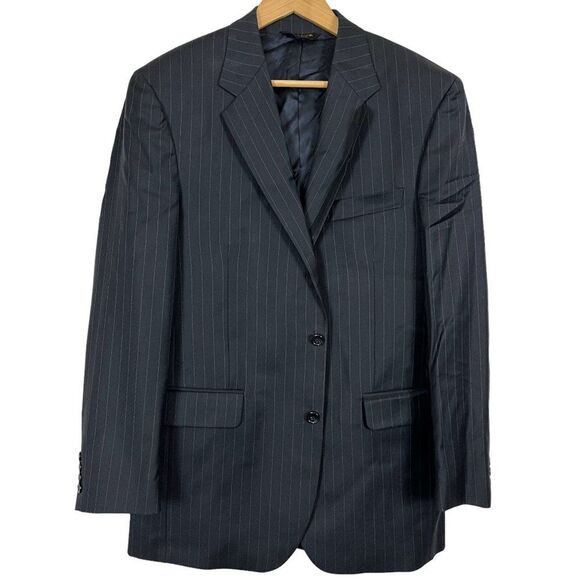 Jos A Bank Signature Gold 100% Wool Navy Pinstripe Suit Jacket Blazer sz 41 - Picture 1 of 16